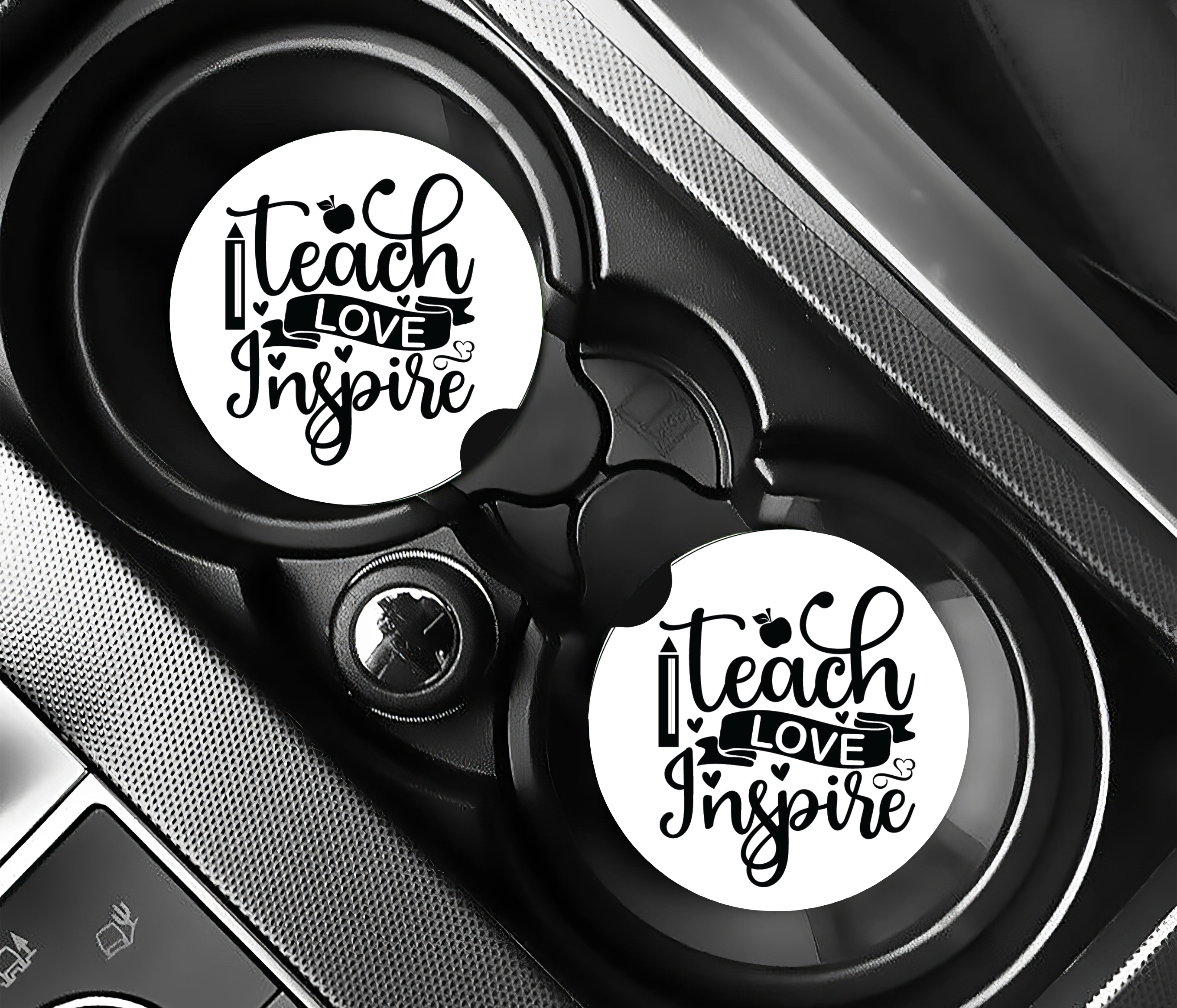 Teach Love Inspire Ceramic Car Coasters