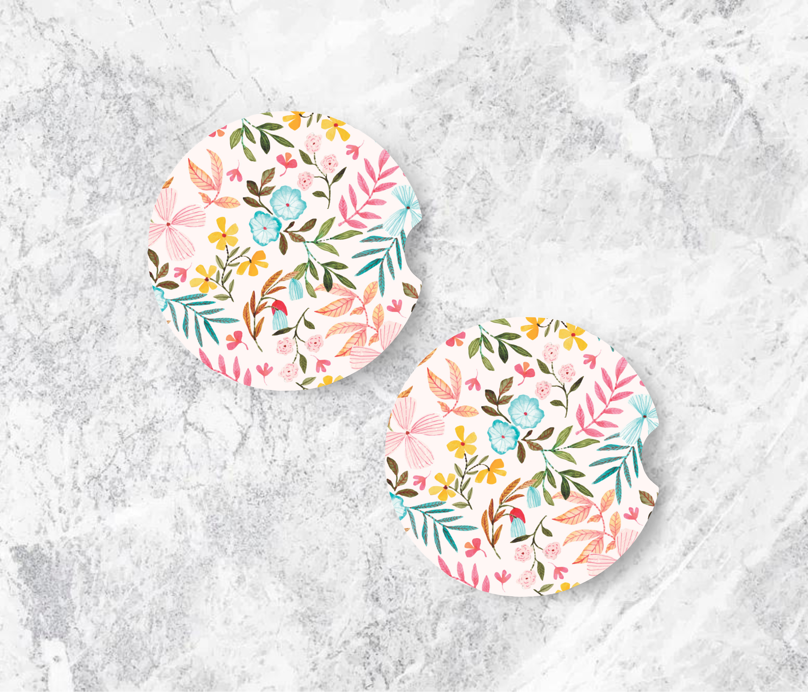 Pastel Florals Ceramic Car Coasters