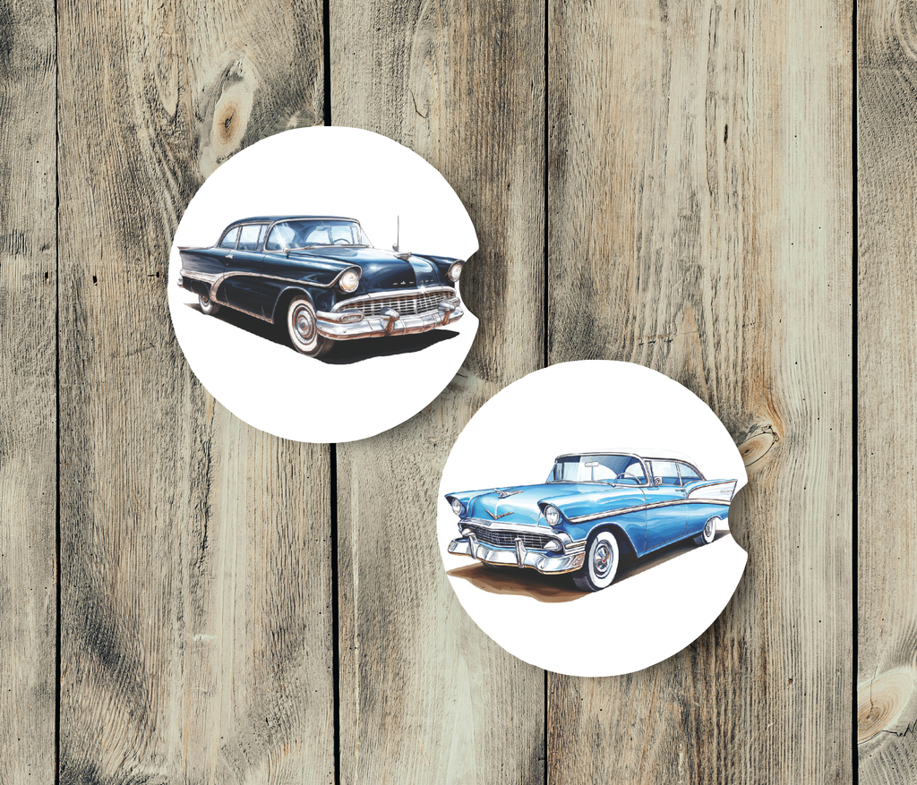 Blue Oldsmobile Ceramic Car Coasters