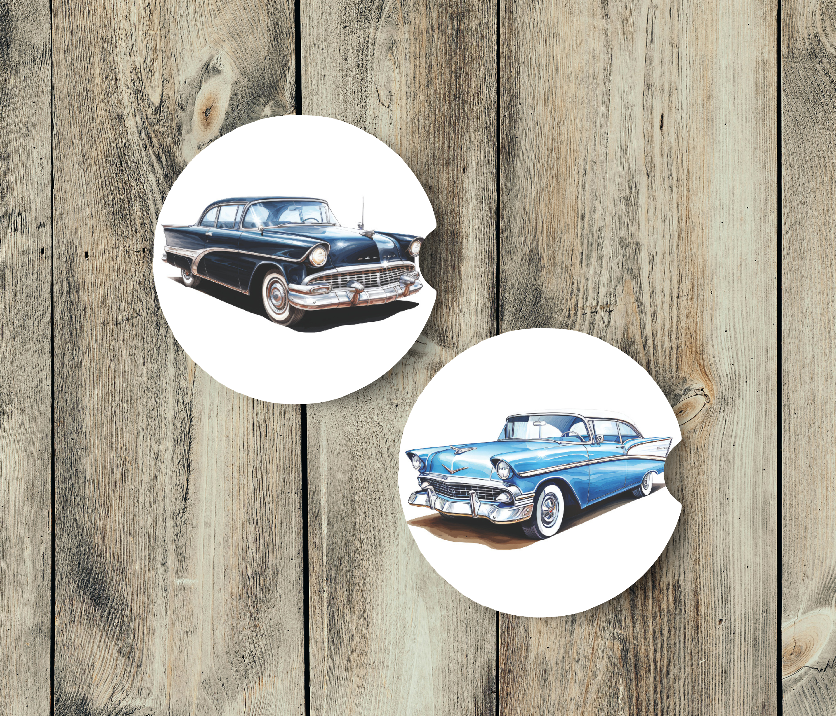 Blue Oldsmobile Ceramic Car Coasters