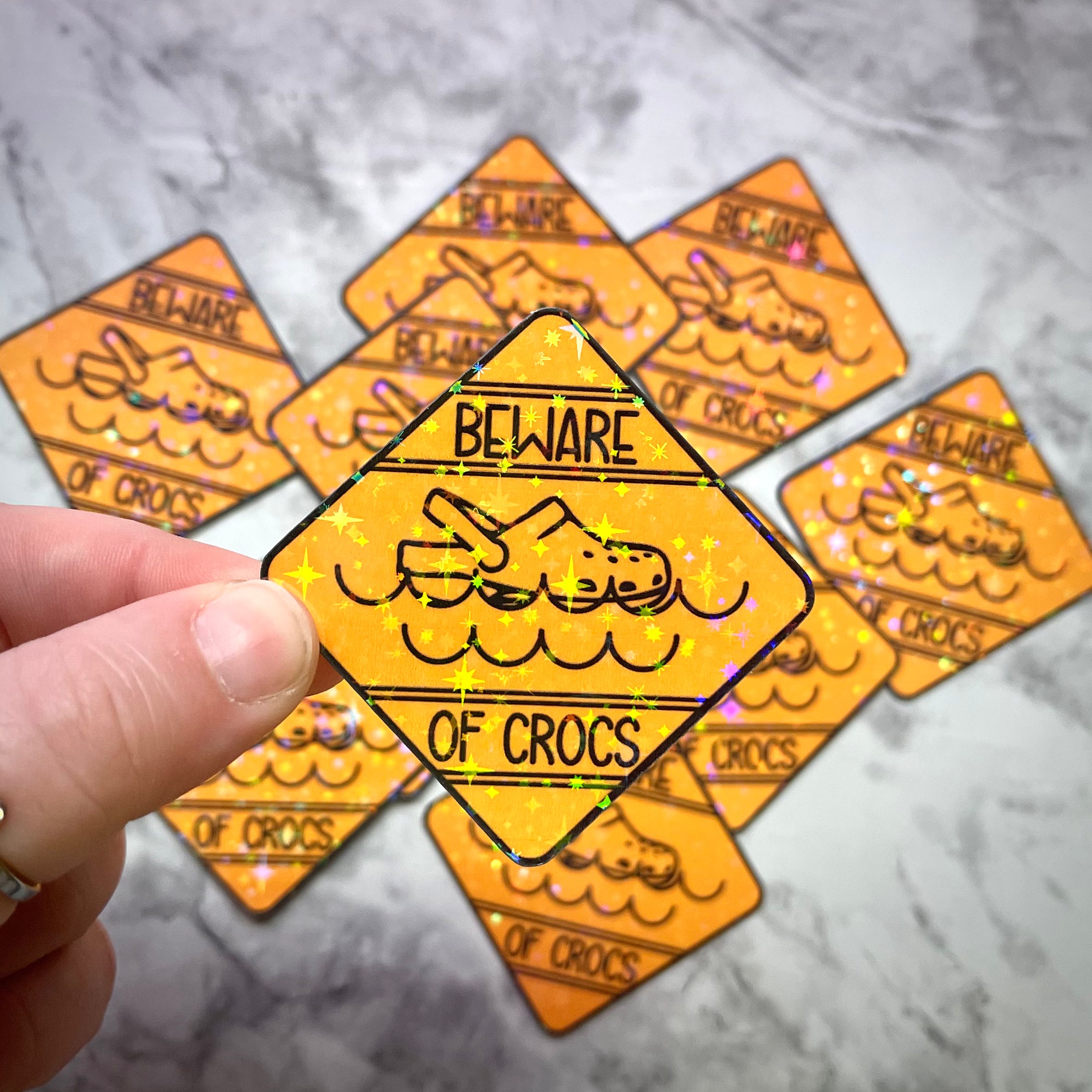 Beware of Crocs Holographic Sticker