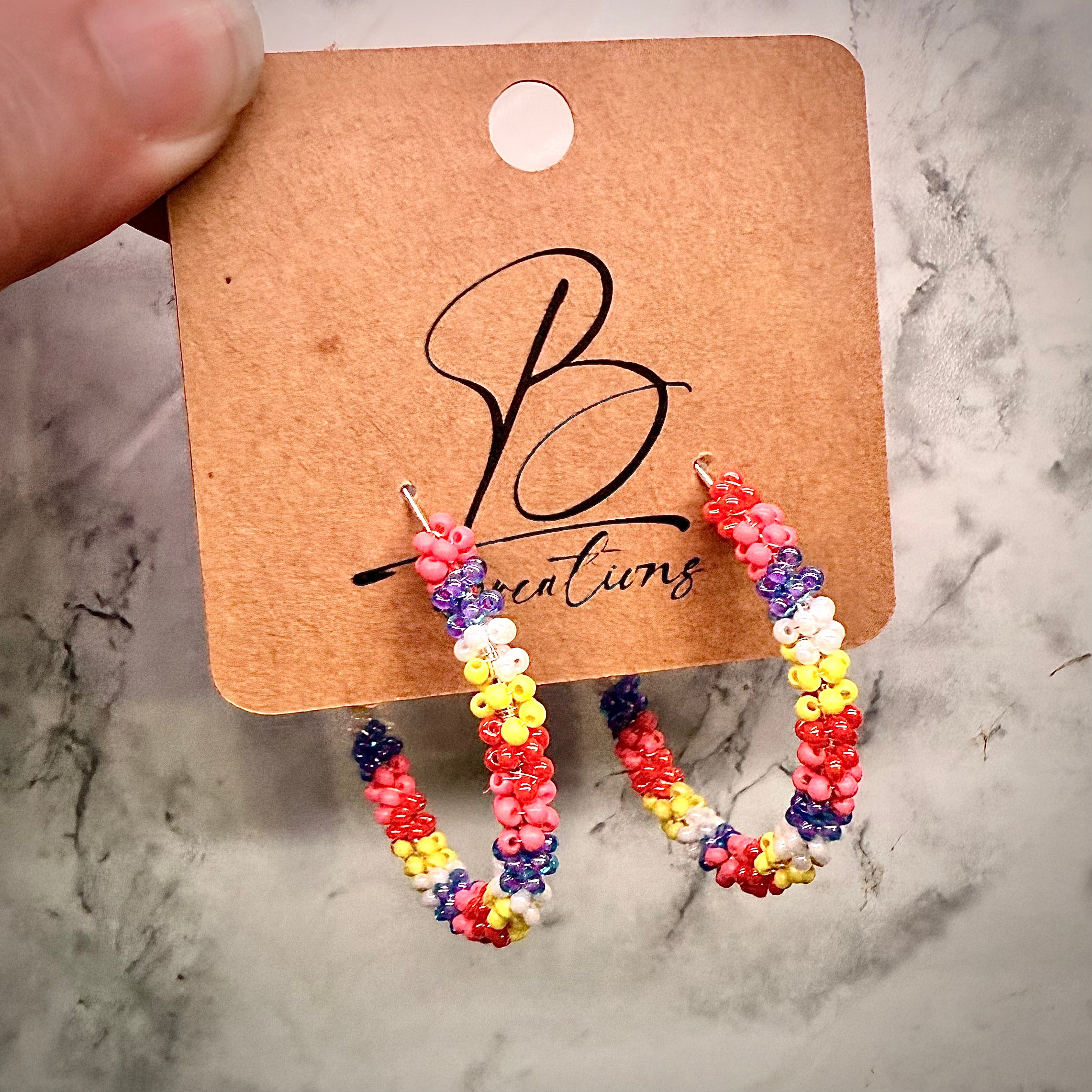 Beaded Handmade Hoop Earrings