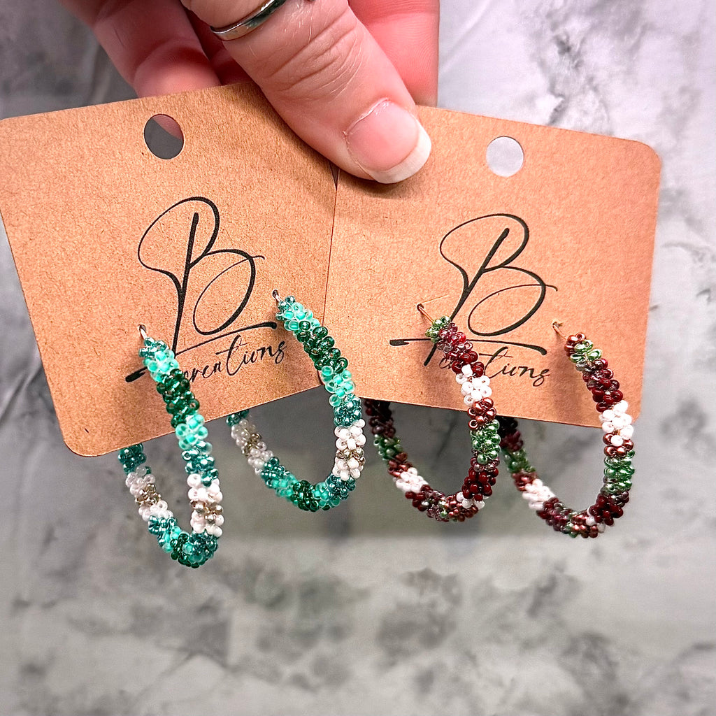 Beaded Handmade Hoop Earrings