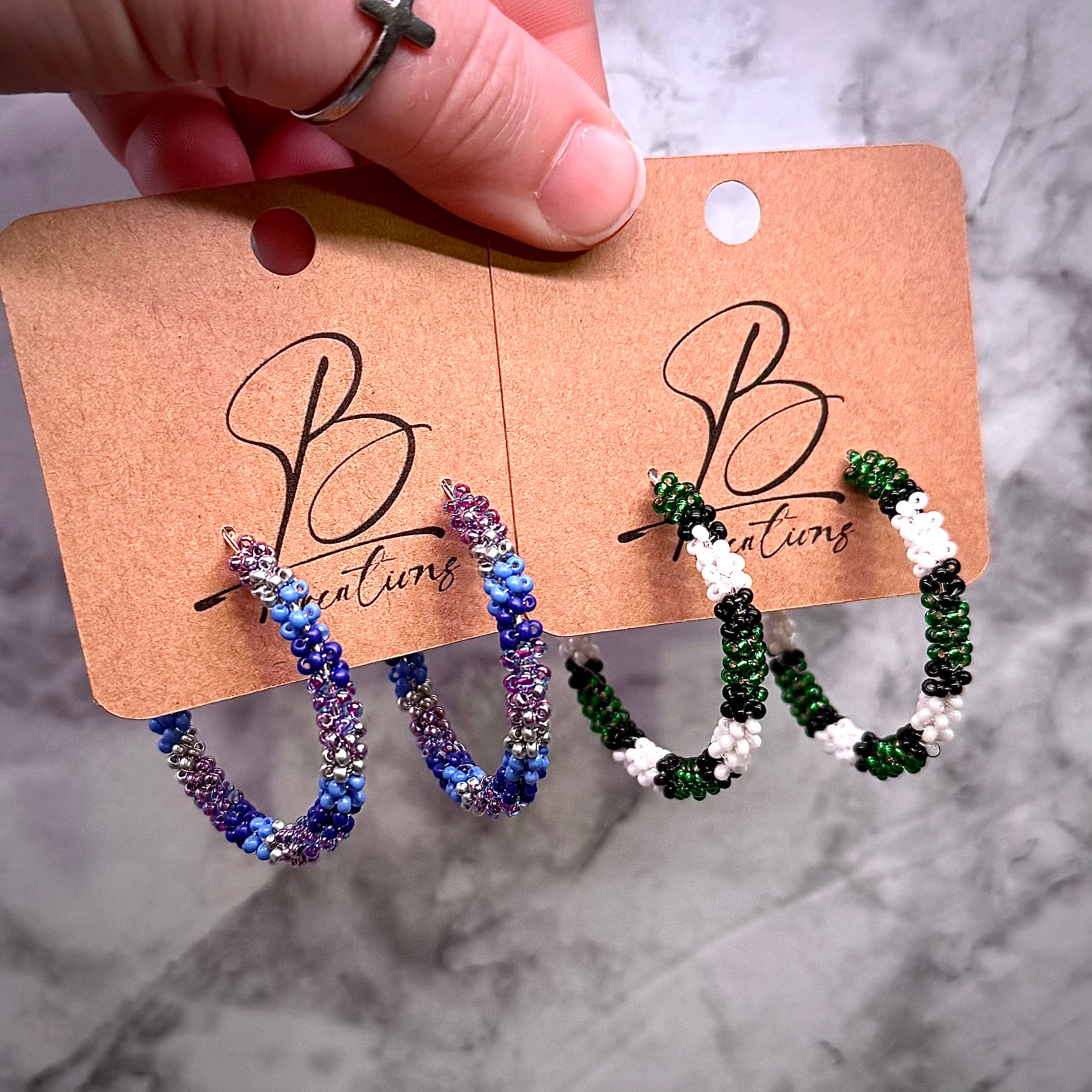 Beaded Handmade Hoop Earrings