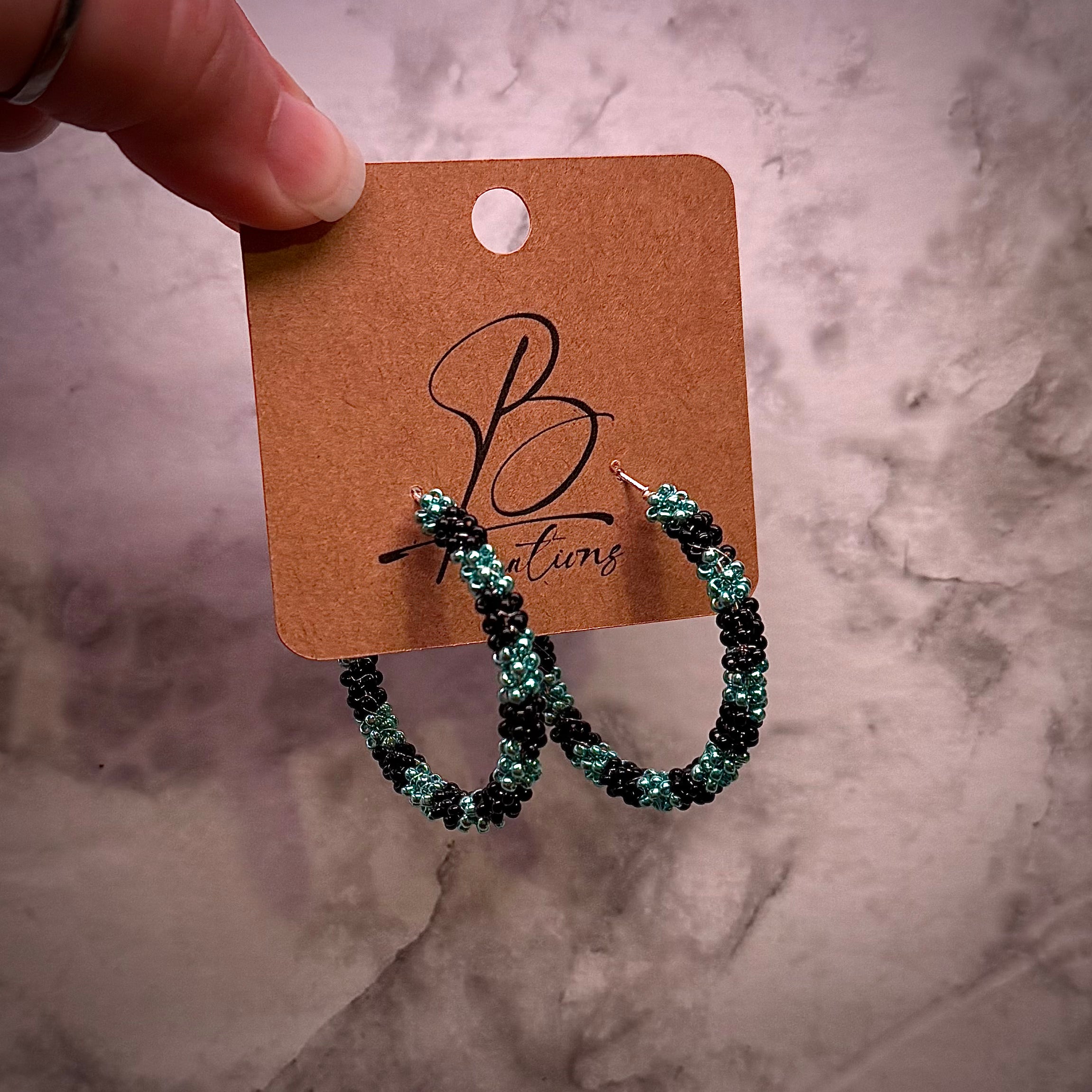 Beaded Handmade Hoop Earrings