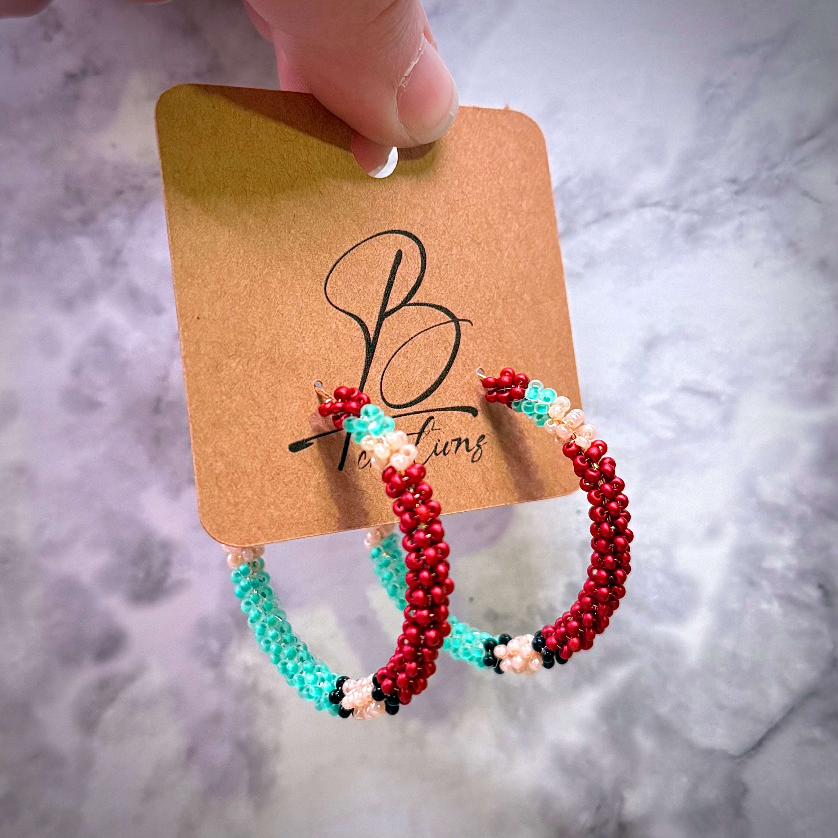 Beaded Handmade Hoop Earrings