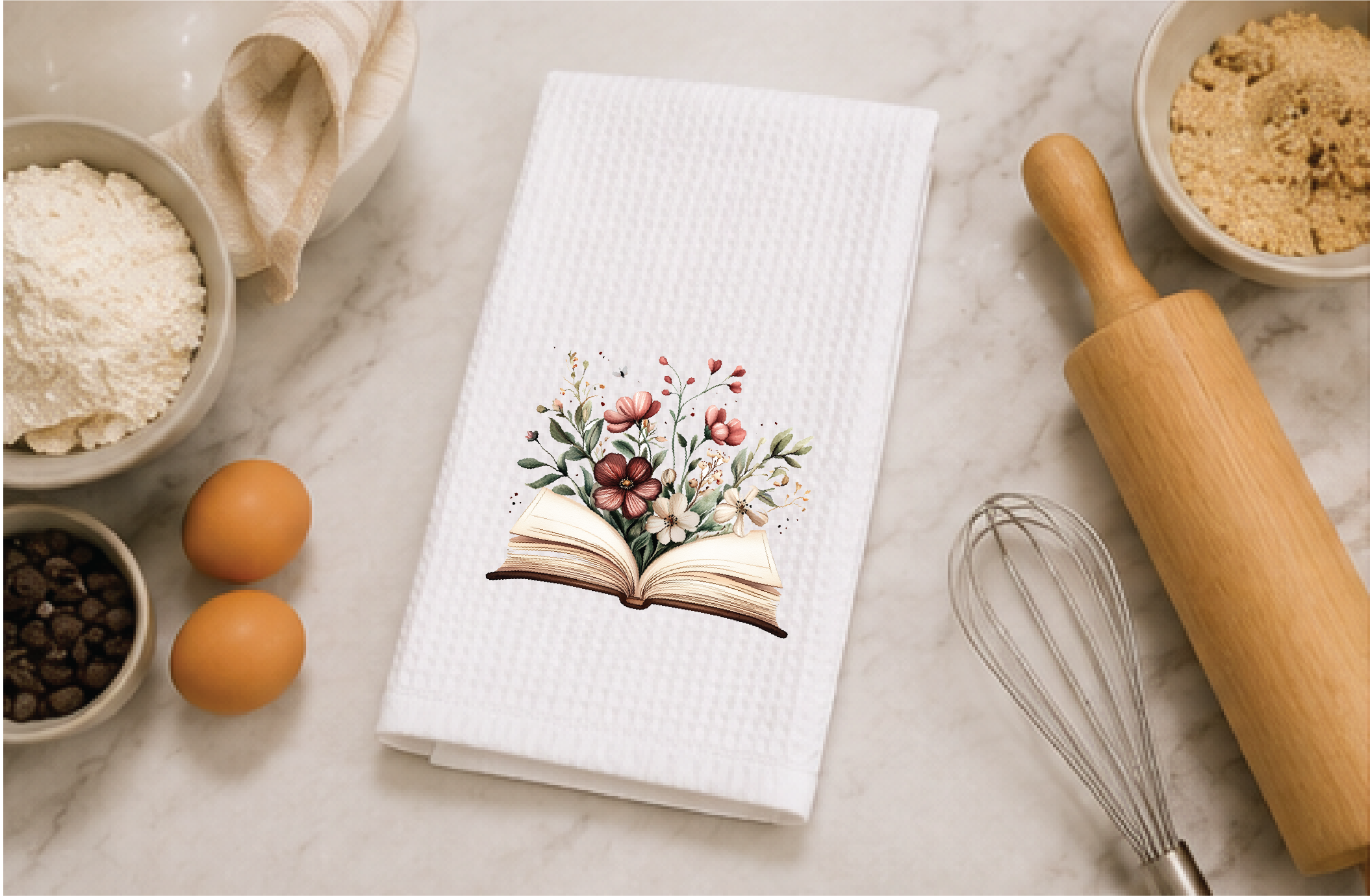 Floral Book Dish Towel